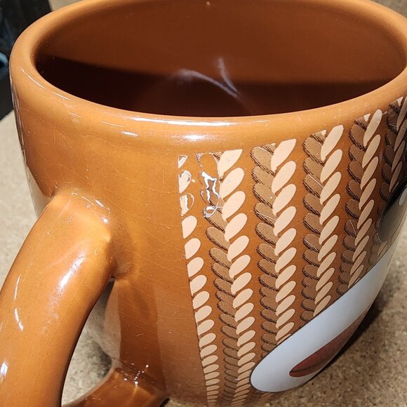 Galerie Brown Sock Monkey Double Handle & Sided Coffee Cup Mug Ceramic 14 oz. - Picture 3 of 8